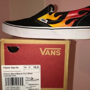 flame slip on vans